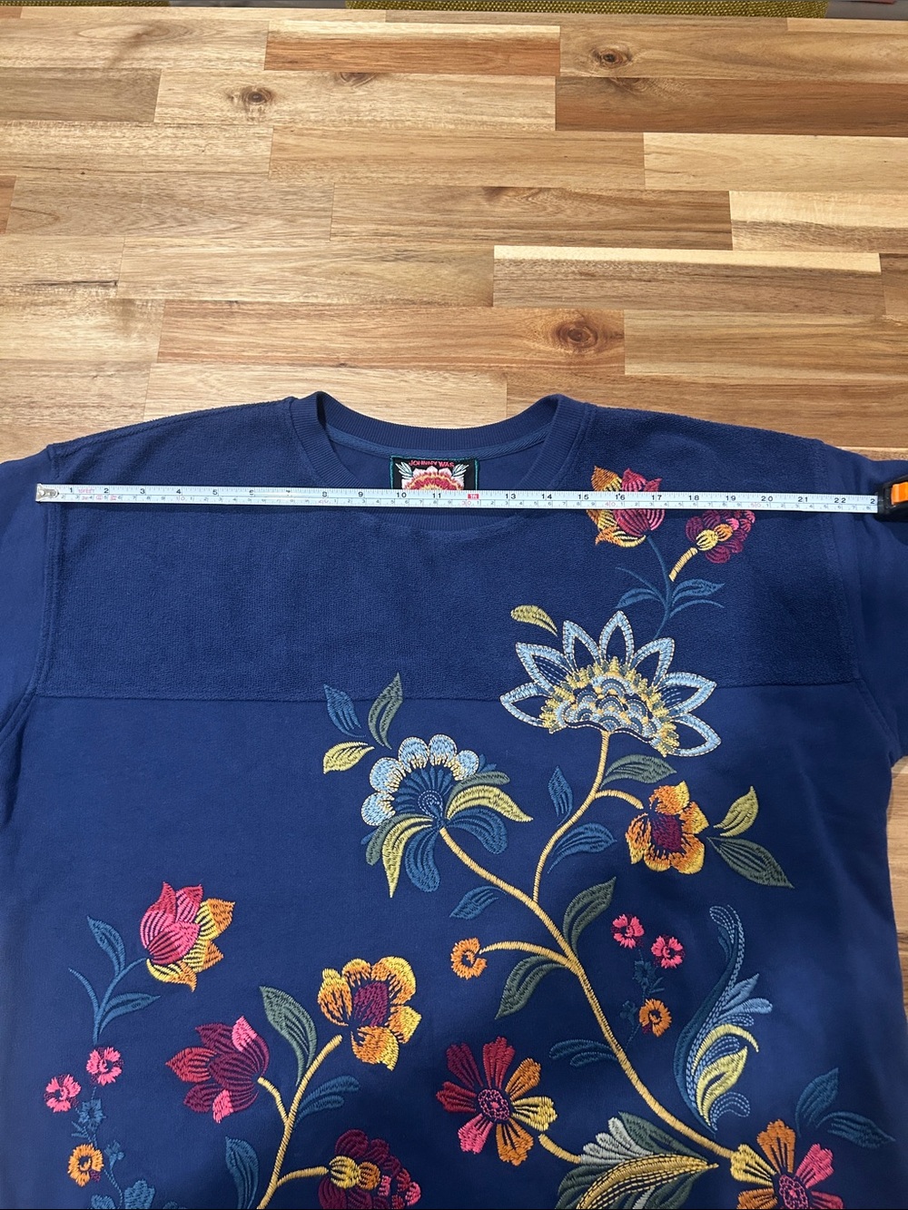 Johnny Was Blue Floral Embroidered Sweatshirt - Picture 11 of 12